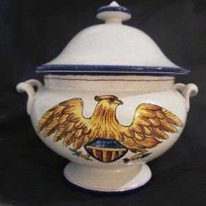 Vintage Stoneware Tureen with Eagle, Serving Bowl with American Great Seal